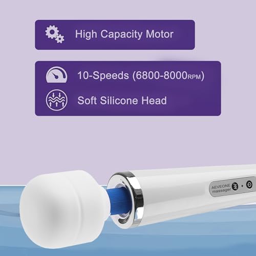 AEVEONE Wired Powerful Handheld Wand Massager, Strong Personal Vibration Massage for Sports Recovery, Back Muscle Aches, Whole Body Pain (White)