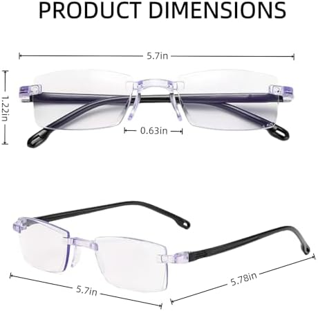 2 Pcs Auto Focus Glasses Self Adjusting, Intelligent Dual Focusing Eyeglasses Smart Zoom Reading Anti-Blue Presbyopia Glass Look Far And Near For Men Women With Case And Glasses Cloth (Yellow+White)