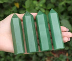 LAIDANLA Green Aventurine Healing Crystals Wands 3.5-4" Polishing Natural Reiki Energy Wand Stone Hexagonal Point Large Crystal Gemstones for Meditation Therapy Crystal Grid Decoration 1Pcs