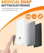 10-Pack TENS Unit Replacement Pads, Rectangular Snap TENS Electrode Pads with self-Adhesion for 50 Times, AVCOO Latex-Free 1.8"X3.8" TENS Pads Compatible with TENS EMS Devices Use 3.5mm Button Leads