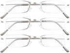 Eyekepper 3-Pack Stainless Steel Frame Half-eye Style Reading Glasses Readers Silver +1.5