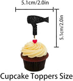 W Hair Cutting Equipment Cupcake Topper for Hairstylist Theme Party Favors Decorations Cheer to Men Women Happy Birthday Party Decor Supplies set 18pcs Black Glitter