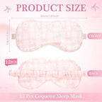 Honeydak 12 Pcs Silk Sleep Masks for Women Girls Pink Bow Party Favors Adjustable Eye Masks for Birthday Sleepover Spa Sweet 16 Party Gifts