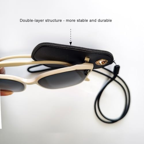 2 Pack Leather Glasses Holder Necklace with Snug Fit Slots. Eyewear Lanyard for Sunglasses & Reading Glasses, Sunglasses Case Secure Cutout Design Stylish Hands-Free Glasses Strap