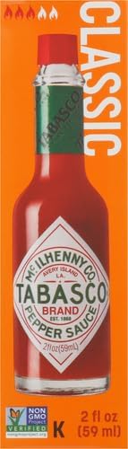 TABASCO Brand Original Red Pepper Hot Sauce, Medium Heat, Glass Bottle, Classic & Versatile Flavor, Three Simple Ingredients, Great for Dips, Tacos, Eggs, Pizza, Oysters & More, 2 Fl Oz (Pack of 2)
