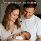 Iefil Gifts for New Mom - 925 Sterling Silver Sunflower Birthstone Necklace for Women, Birthday First Mothers Day Gifts for New Mom, Womens Jewelry