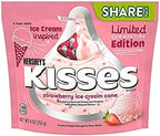 Hershey's Kisses Strawberry Ice Cream Cone Candy Share Bag Limited Summertime Edition (9 Oz), Pack of 3