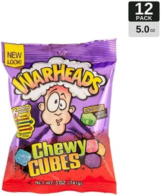 Warheads Chewy Cubes Mildly Sour Wildly Sweet Bag, 5 Ounce Bags - 12 Bags