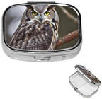 Square Round Pill Case Eastern owl Pill Box Daily 2 Compartment Travel Pill Container for Pocket Purse Portable Medicine Cod Liver Oil Storage Box 2 Times a Day Pill Organizer
