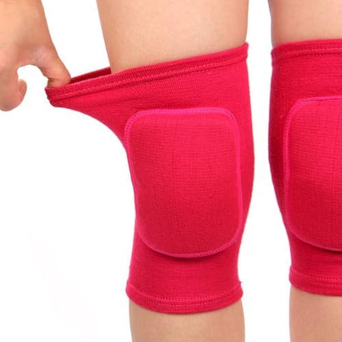 Anti slip sponge, soft and breathable men's, women's, girls', and children's red knee pads suitable for sports scenes such as volleyball, football, dance, yoga, wrestling, running, cycling, etc (red, Large)
