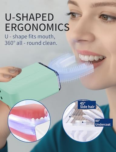 U-Shaped Electric Toothbrush for Adults, Electric Toothbrush with IPX7 Waterproof