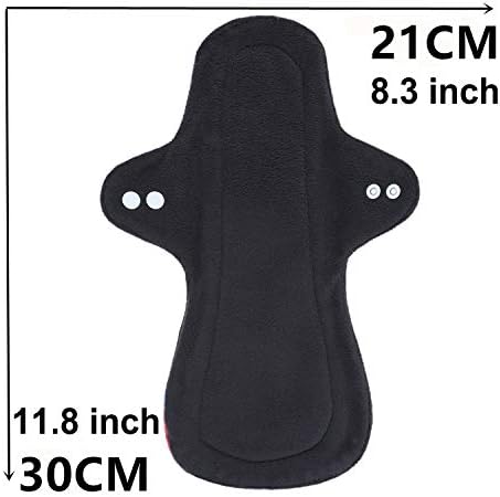 7pcs Pack Reusable Washable Cloth Incontinence Pads Including 6pcs Heavy Flow Bamboo Charcoal Reusable Menstrual Pads Cloth Mama Sanitary Pad + 1pc Mini Wet Bag