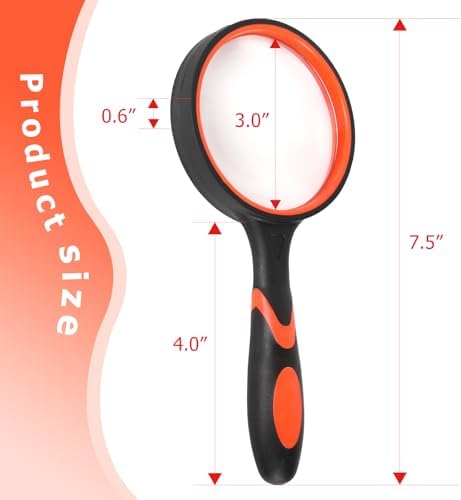 2-Set 75mm Hand-Held Reading Magnifier with Non-Slip Rubber Grip, Good for Senior Users, Hobby Exploring & Scientific Activities