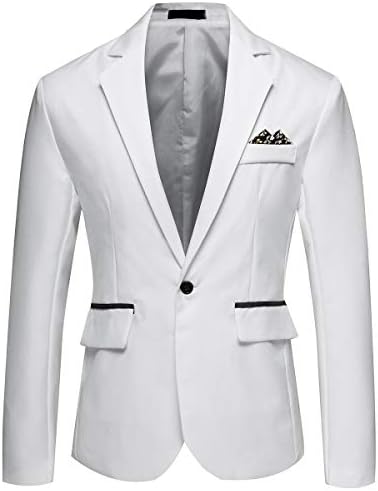 Men's Casual Suit Jacket Slim Fit One Button Notched Lapel Business Daily Lightweight Blazer Jacket