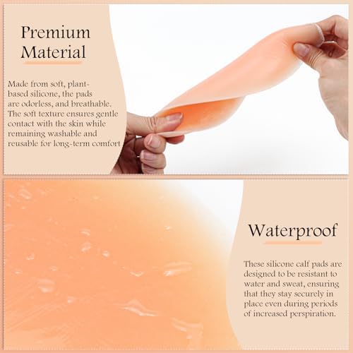 Silicone Adhesive Calf Pads 1 Pair Soft Waterproof Silicone Calf Corrector for Crooked Thin Skinny Legs, Small
