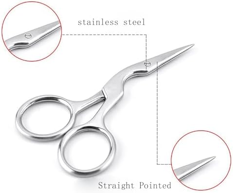Brow Shaping Scissors and Brush - Stainless Steel Eyebrow Trimming Scissors for Women and Men (Silver)