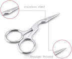 Brow Shaping Scissors and Brush - Stainless Steel Eyebrow Trimming Scissors for Women and Men (Silver)