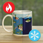 Bits and Pieces Color Changing Mug Largemouth Bass Coffee Mug, Dad Birthday Gift Fishing Gifts for Men, 11 Ounce Fishing Coffee Mugs for Men