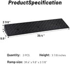 2 Pack Rubber Curb Ramps Driveway ramp, 3 7/8" H, 39.4" L, 9.8" W, Heavy Loading (4400LB)/2 Ton Capacity, Threshold, Motorcycle, Loading, Bikes, Wheelchairs Ramps