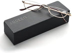ZUVGEES Vintage Alloy Semi Rimless Reading Glasses Men Women Half Frame Slim Glasses with Stylish Case T0340