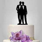 Gay Wedding Cake Topper Acrylic Silhouette Couple Groom and Groom Wedding Party Decorations