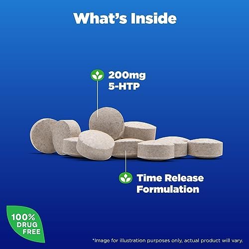 Natrol 5-HTP 200mg Dietary Supplement to Support a Balanced Mood, 60 Time Release Tablets, 60 Day Supply
