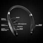 Bluetooth Neckband Headphones, Dpvisn Foldable Wireless Lightweight Neck Headset with Retractable Earbuds, Noise Cancelling Sweatproof Stereo Earphones with Mic & Carrying Case (Black)