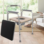 3 in 1 Deluxe Bedside Commode Seat Bariatric Toilet Chair Height Adjustable Pregnant Bath Stool with Padded Cushion Non-Slip Handrail
