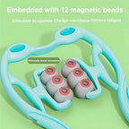 Manual Cervical Neck Massager,With 6 Wheels And 12 Magnets, It Can Be Used To Massage The Cervical Spine, Waist And Legs, Relieve Pain, Prevent Muscle Relaxation, And Promote Blood Circulation. (Blue)