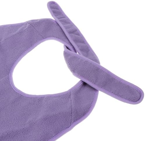 FRCOLOR Unisex Adult Bibs for Men Women Eating Cloth Mealtime Protector Washable Apron Reusable Large Towel Dining Clothing Protector for Elderly Senior Purple