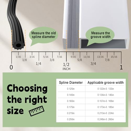 FLYZZZ Screen Spline 0.125" (1/8"), 100 ft | for Narrow Grooves ONLY | NOT for All Standard Windows (See Guide in Image #2)