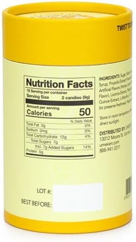 Propolis Candy Honey Lemon Mint – Propolis Extract Powder, Acacia Honey, Smooth Refreshing Flavor, Individually Enjoyable Candies in Twist-Open Tube, 30 Candy Pieces