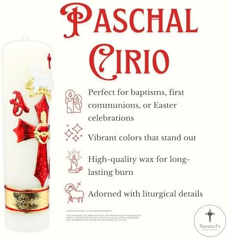 Cirios religiosos catolicos Grandes - Cirio Pascual catolico - sirios católicos Grandes - Saint Candles Prayer Candles - Our Lady of Guadalupe Religious Candle - Catholic Candle Pascuales