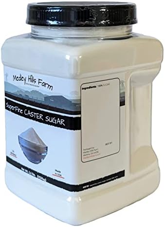 Superfine Caster Sugar By Medley Hills Farm in Reusable Container 2.5 lbs. - superfine sugar for baking of homemade treats, icing sugar, cakes - Product of USA