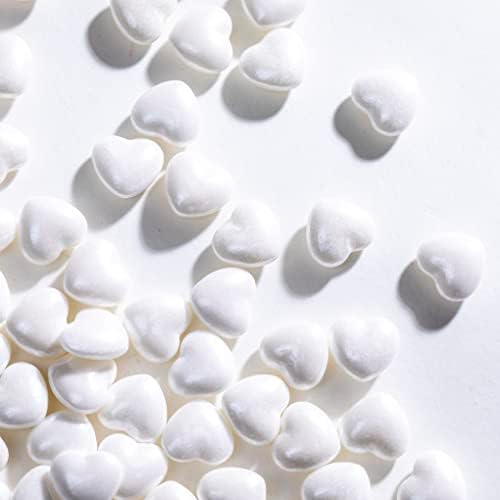 NIPEOR White Heart Sprinkles, Edible Heart 130g/4.6oz, Sugar Pearls & Candy Sprinkles for Cake, Cupcake, Cookie & Dessert Decorating, Holiday Baking & Party Toppers (White)