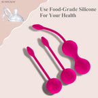 Kegel Silicone 3 Balls for Women Vaginal Tightening Exercise Set Kegel Tightener Balls Tightening Exercise 100% Waterproof (Light Pink)