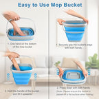 2.6 Gallon Collapsible Mop Bucket with Handle for Household Cleaning, Portable Silicone Ice Bucket for Outdoor Camping Fishing Car Washing, Square Plastic Wash Basin Tub for Bathroom Cleaning Supplies