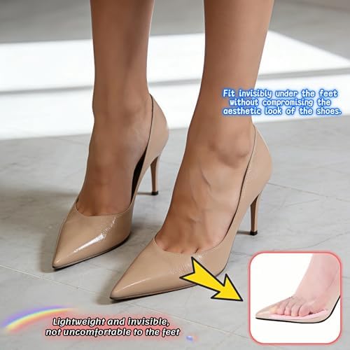 Breathable Forefoot Cushion Pads for High Heels, Sweat Absorbing Massage Insoles with Anti-Slip Design, 3 Pairs (Black, Beige, Pink), 7.5 x 12.5 cm, Washable and Reusable