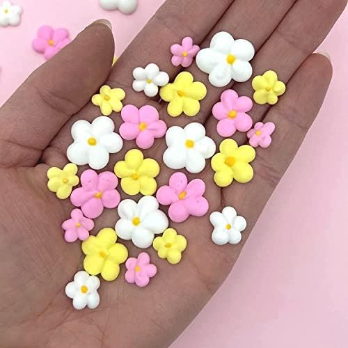 Royal Icing Blossoms | Mini Edible Flowers | Edible Roses | White Wedding Flowers | Cake Sprinkles | Bulk Sprinkle Mix | by Simply Sucré (54 Count, Spring Blossoms)