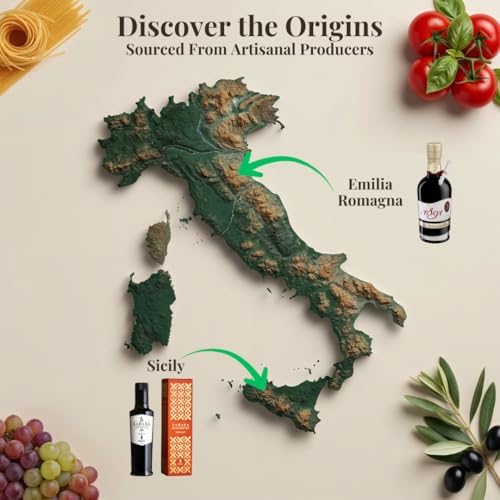 Brava Giulia Gift Box – Aged Balsamic Vinegar of Modena and Sicilian Extra Virgin Olive Oil – Imported Gourmet Italian Duo, 8.45 fl oz Each