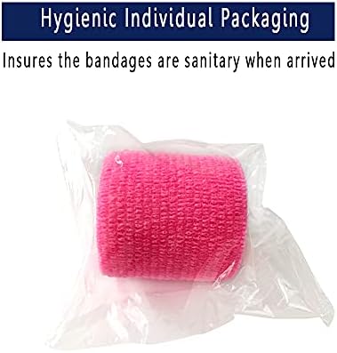 [12 Pack-2" x5Yards] MINGYUE Self Adhesive Bandage Wrap,Athletic Tape,Sports Tape,Wrist and Ankle Wrap Tape,Cohesive Bandage for Vet Tape(Pink)