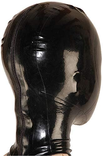 Latex Mask Black Hood Braces 15cm Nasal tube Sealed nostril Zipper Party Passion Rubber BH25