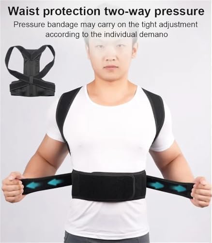 XS-5XL Plus Size Fully Adjustable Posture Corrector Back Brace Women Men Full Back Support Belt Scoliosis and Hunchback Correction Decompression Neck Shoulders(Medium)