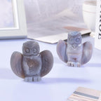 Sportmusies 2 Inches Geode Agate Stone Owl Figurine Decoration for Home Office, Hand-Carved Healing Pocket Crystal Agate Statue for Reiki Meditation