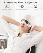 Electric Head Massager for Headaches, Eye Massager with 6-Level Heat, 6-Zone Kneading Temple Massager & Migraine Massager, Rechargeable Head and Eye Massage for Stress Relax, White