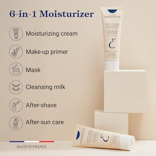 Embryolisse Lait-Crème Concentré, Multifunction Daily Face Moisturizer and Makeup Primer, Suitable for All Skin Types. French Face Cream With Shea Butter & Aloe Vera