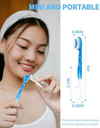 5 in 1 Disposable Mini Toothbrushes Travel Size with Toothpaste, Floss, Pick & Tongue Scraper, Individually Wrapped, Portable Oral Care Set, 32 Packs, Mix 4 Flavors