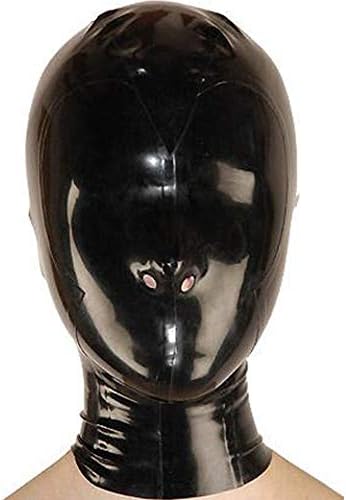 Latex Mask Black Hood Braces 15cm Nasal tube Sealed nostril Zipper Party Passion Rubber BH25