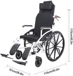 Light Wheelchairs High Back Aluminum Wheelchair Removable Headrest Reclining Transport Wheelchair Travel Wheelchairs