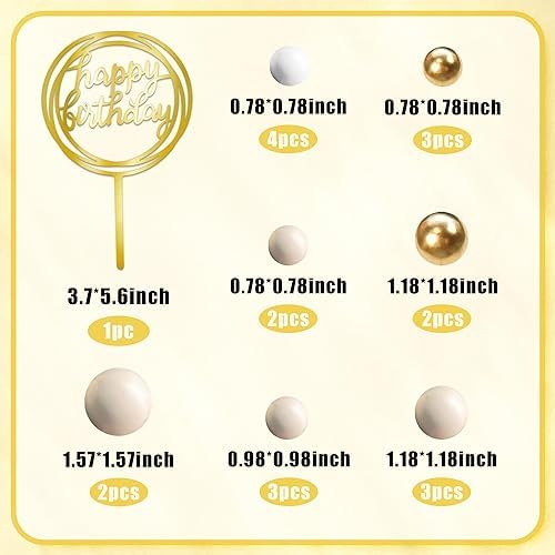 Ball Cake Toppers Simplicity Khaki White Ball Cake Toppers DIY Cake Insert Topper Foam Cake Balls Baking Decoration for Wedding Anniversary Birthday (Khaki White)